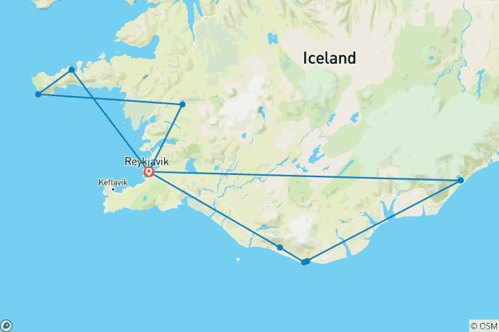 Map of 4 Day - Snæfellsnes, South Coast & Glacier Lagoon