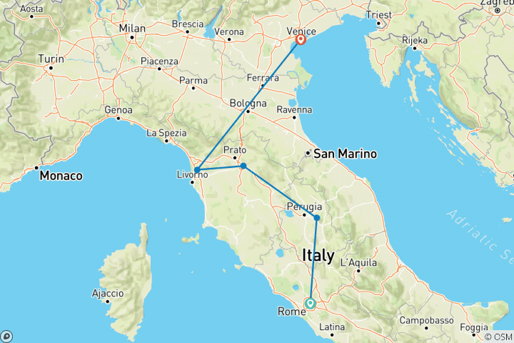 Map of Italian Escape (7 destinations)