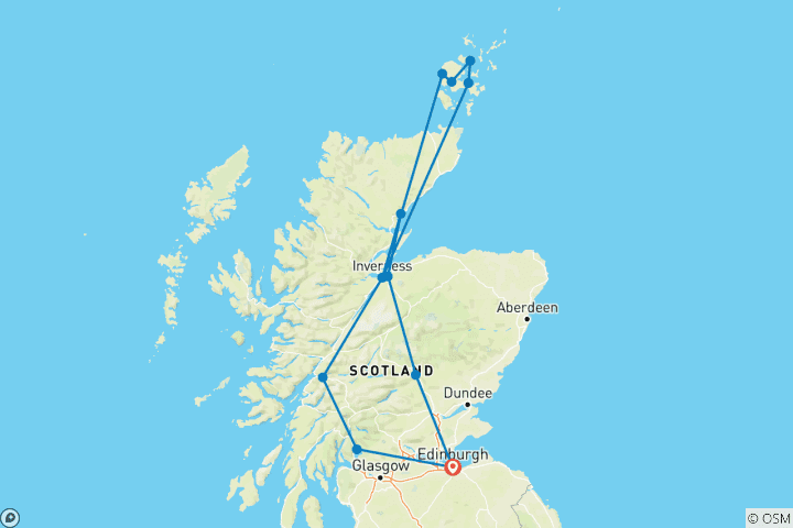 Carte du circuit Orcades et Grand Nord