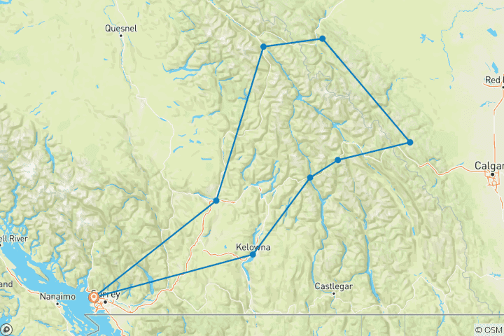 Carte du circuit Circuit classique d'été dans les Rocheuses