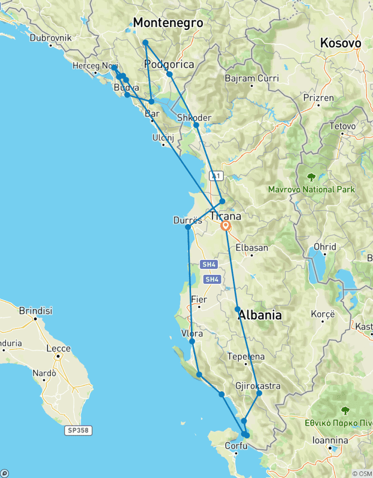 Circuito Circuito a Albania y montenegro