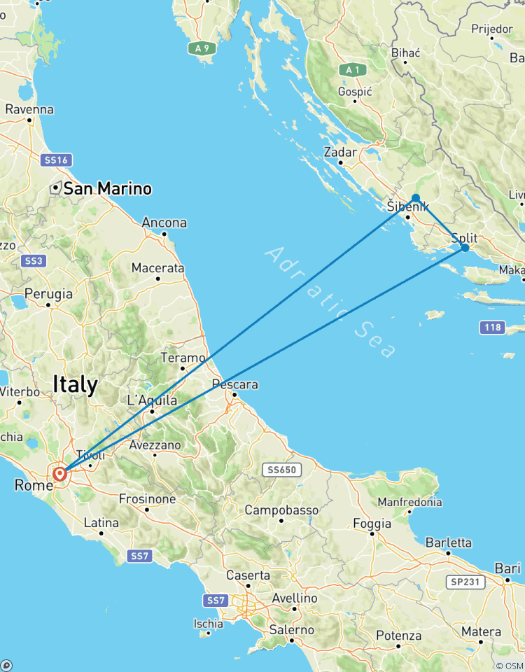 De Rome à la Croatie circuit