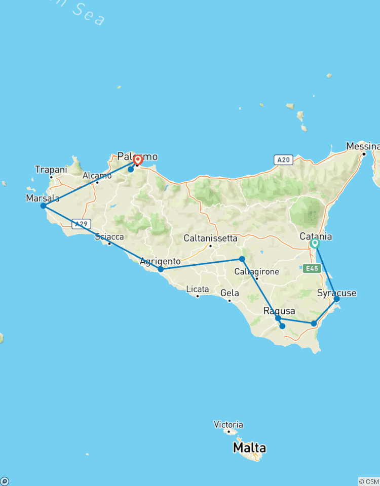 Circuito Mini circuito por Sicilia - de Catania a Palermo