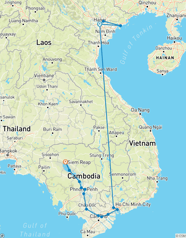 Du delta du Mékong aux temples d\'Angkor, à Hanoi et à la baie d\'Halong - croisière de port à port (including Bac Ninh) circuit