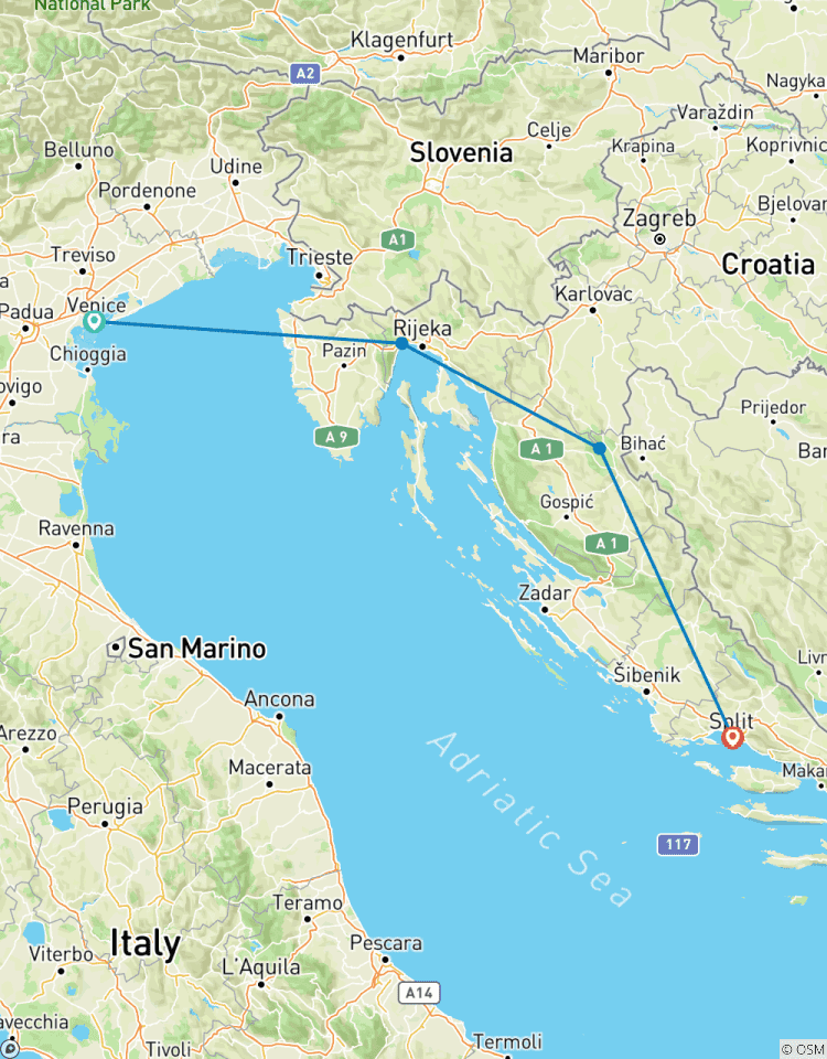 Venice to Split Express - 4 days 3 nights Tour