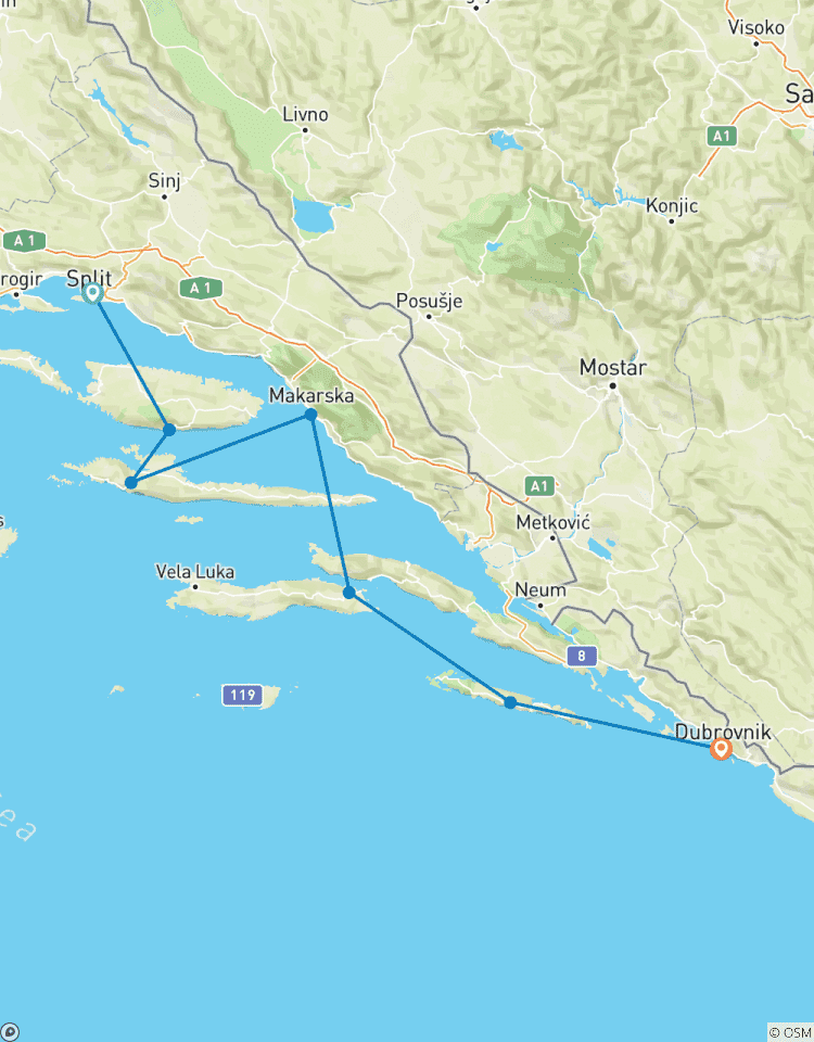 CROATIA SAIL - Split à Dubrovnik (Découverte du Sud) circuit