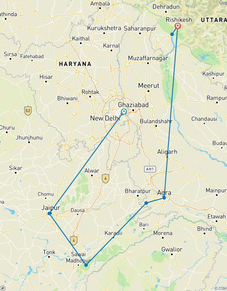 Triangle d\'or avec Ranthambore (safari dans la jungle) et Rishikesh spirituelle circuit