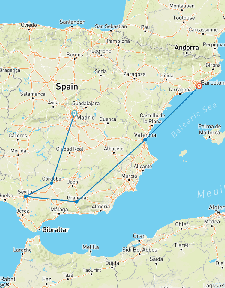 Circuit de 9 jours De Madrid à Barcelone en passant par l\'Andalousie et la côte méditerranéenne circuit