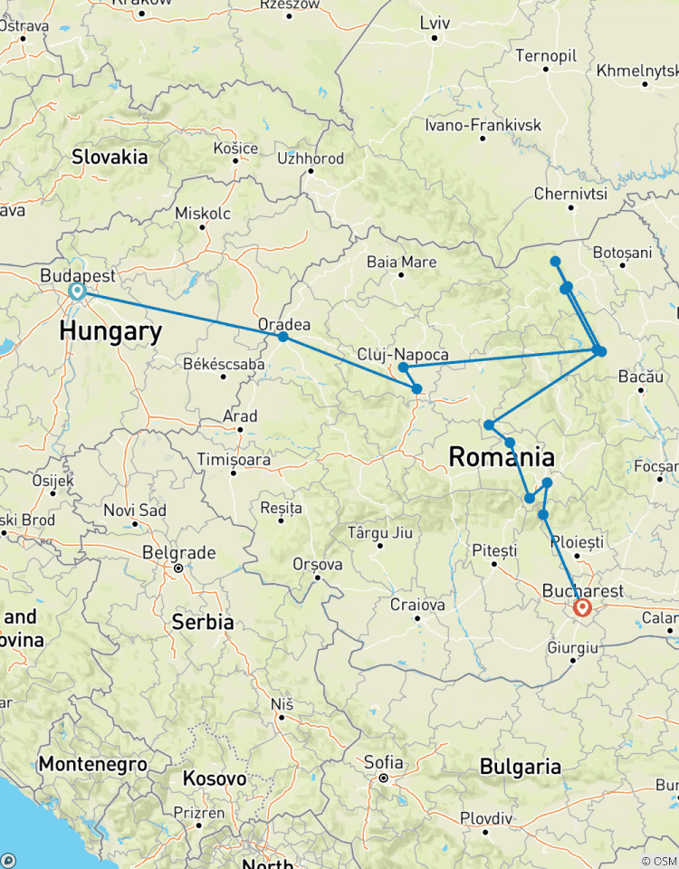 Private eight days tour of Romania starting from Budapest to Bucharest Tour