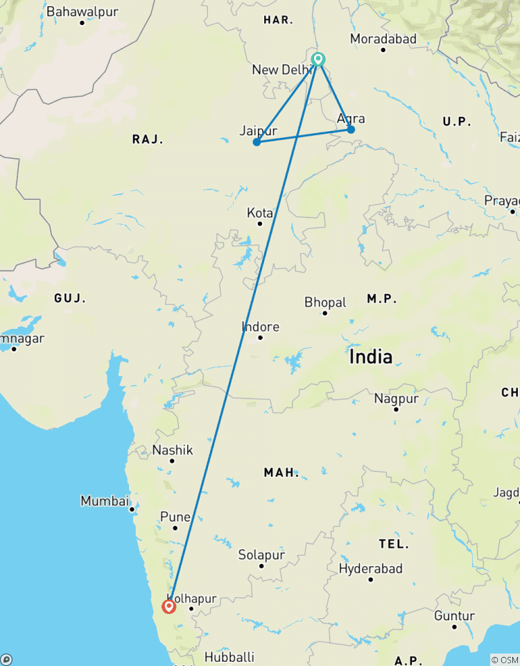 Triangle d\'or et plage de Goa circuit
