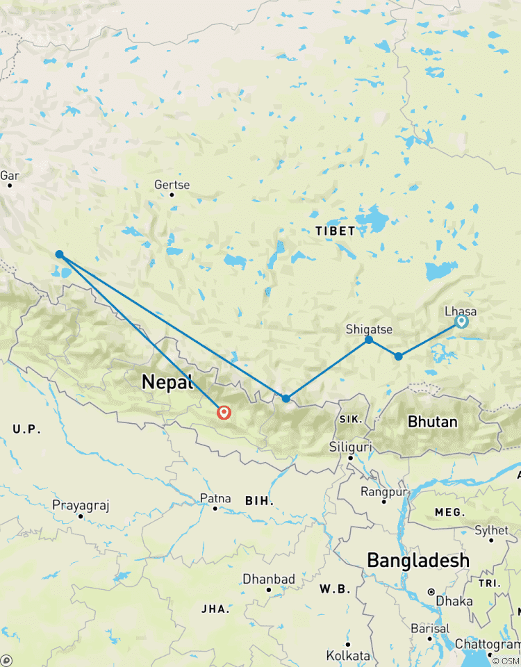 Overlandtocht van Lhasa naar Kathmandu – incl. Mt. Kailash & het Manasarovameer – 13 dagen-rondreis