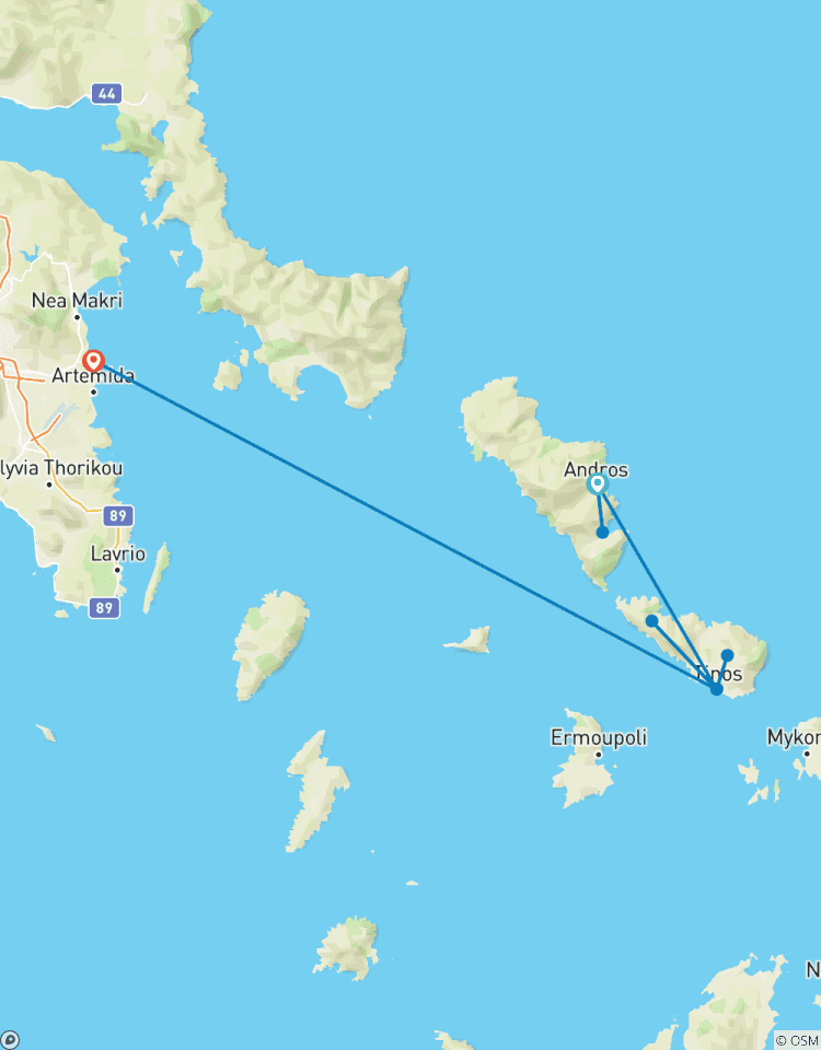 Circuito Vacaciones a pie en Andros y Tinos, Cícladas,Grecia