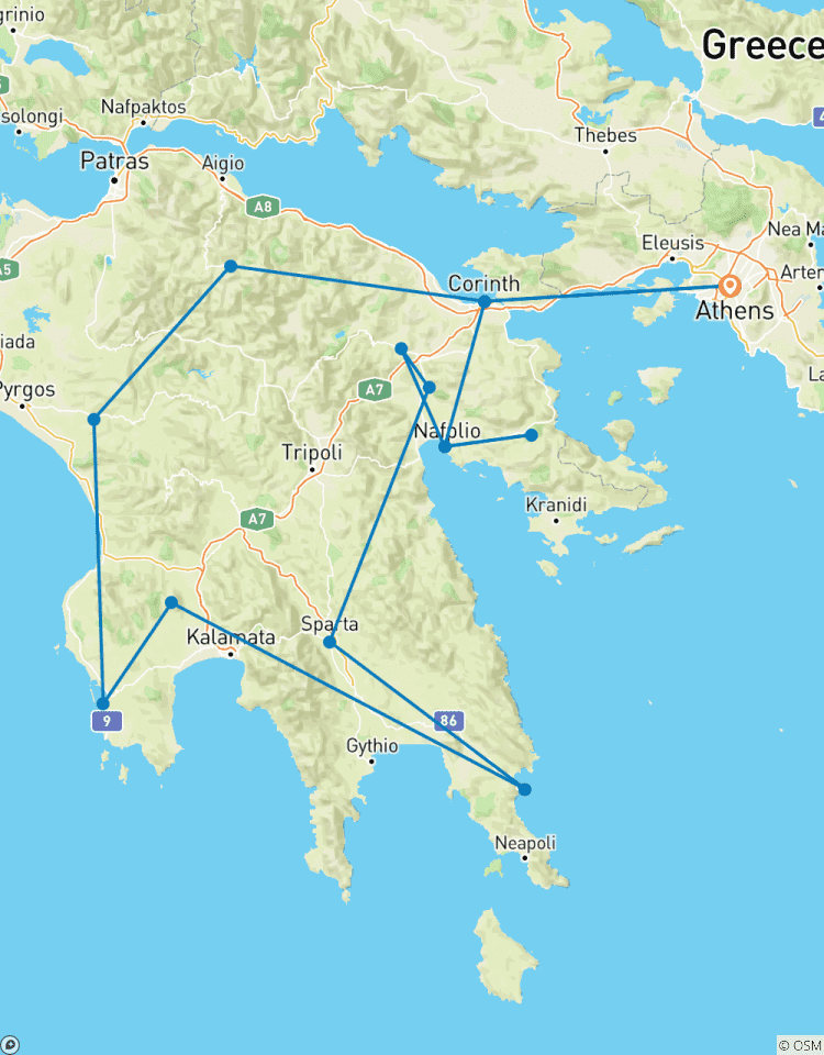 Circuito Peloponeso Paradisíaco | Recorrido guiado semiprivado de 8 días