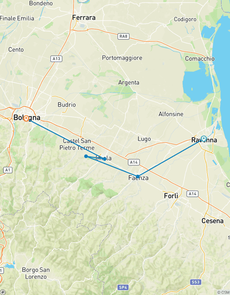 Circuito Romagna en bicicleta, el corazón de la pasta casera Italiana - autoguiado clásico