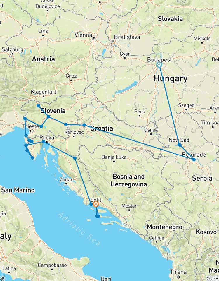 Privé - Balkans étendus de Budapest à Split circuit