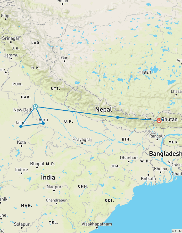Points forts de l\'Inde, du Népal et du Bhoutan circuit