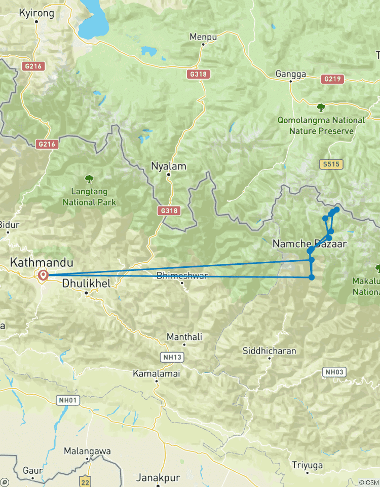 Trek du camp de base de l\'Everest + vols aller-retour (circuit entièrement guidé) 2026/2027 circuit