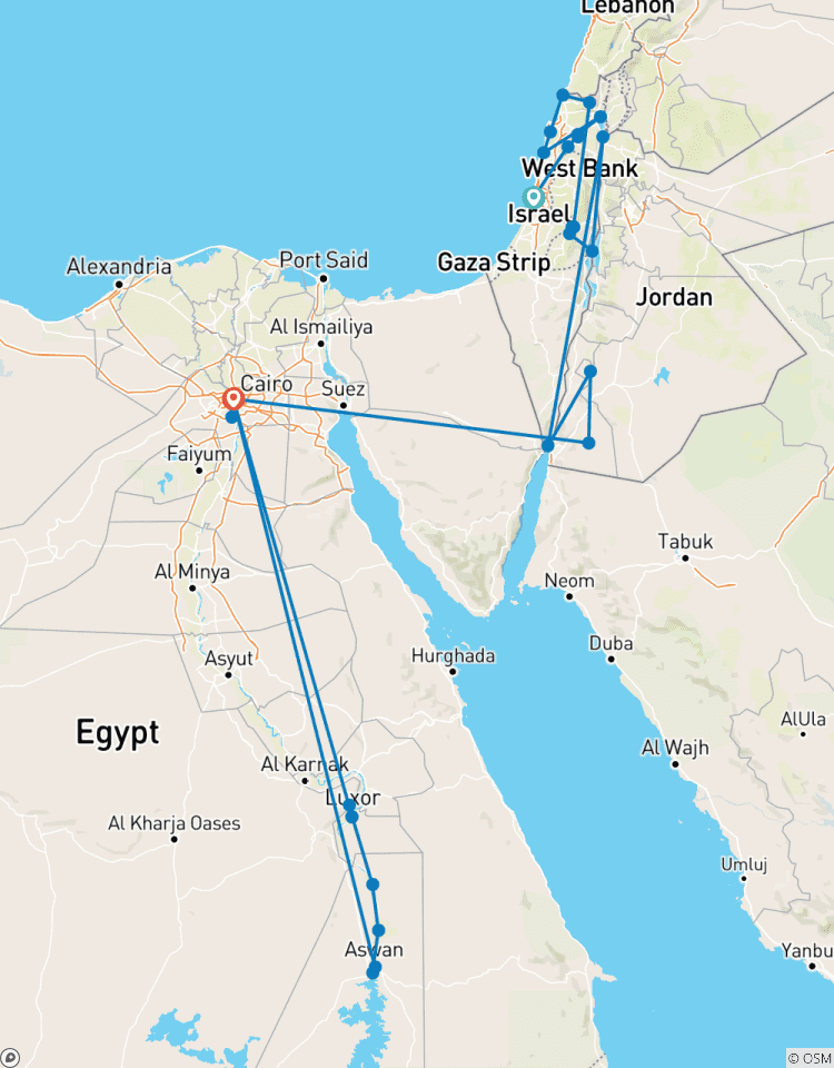 Israel, Jordanien und Ägypten mit Nilkreuzfahrt - 12 Tage Rundreise