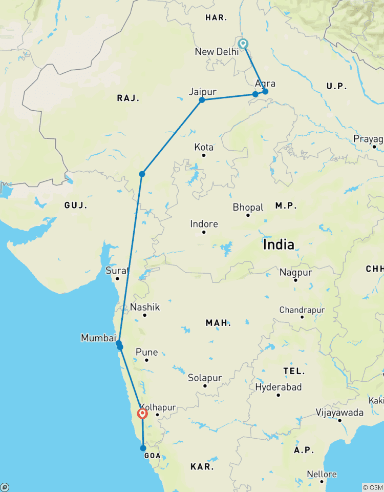 Eternal India Tour - Delhi Agra Jaipur Golden Triangle with Mumbai & Goa Rundreise