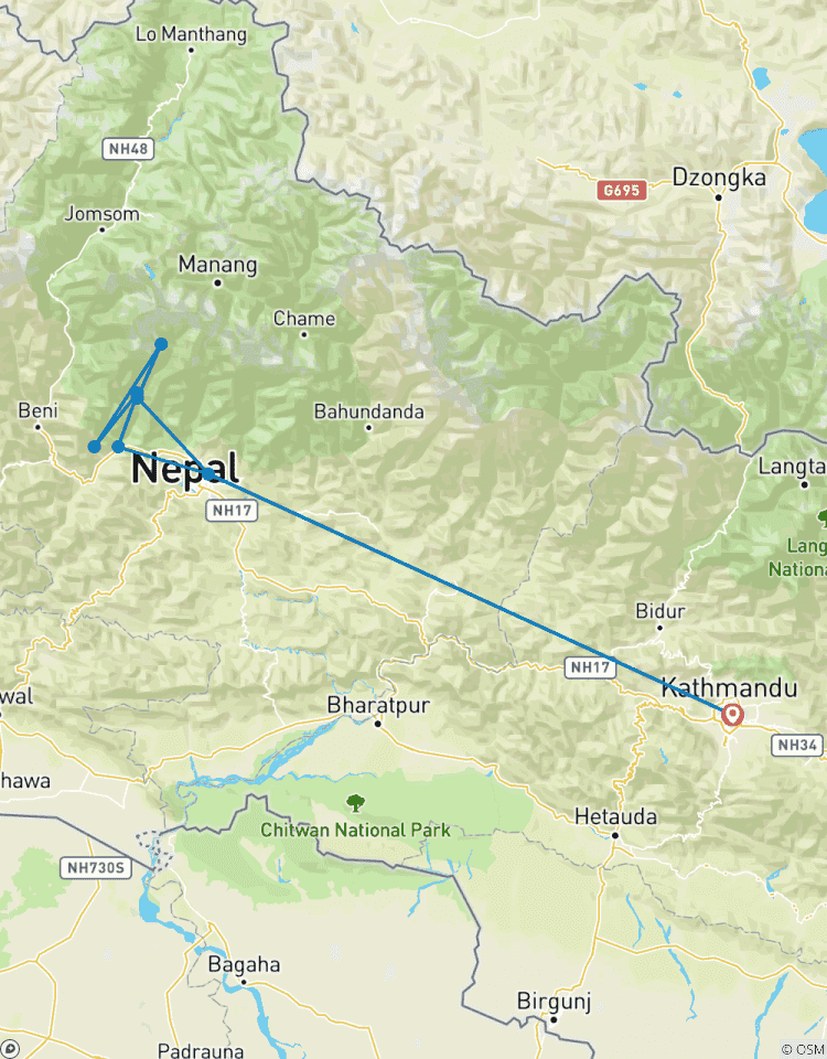 Circuito Excursionismo en corto al campamento base del Annapurna