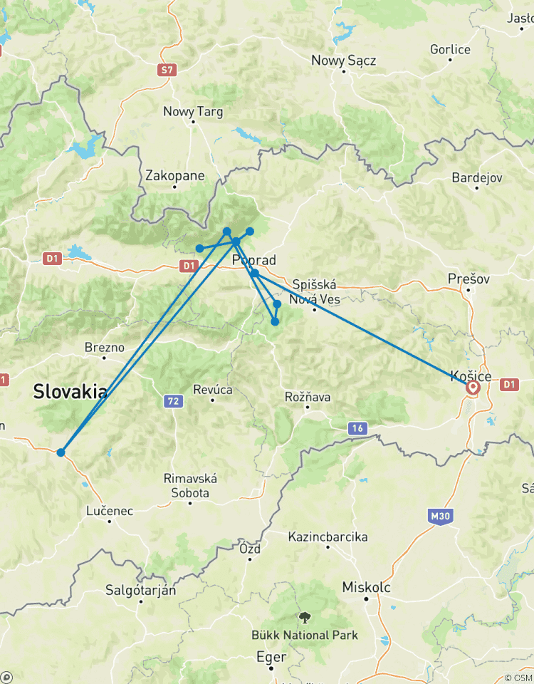 Trek en Slovaquie - petit groupe minimum 2 personnes et; maximum 8 personnes circuit