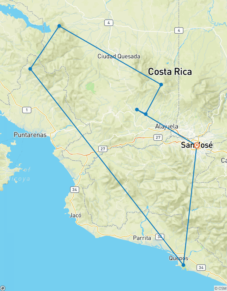 Points forts du Costa Rica + extension plage circuit