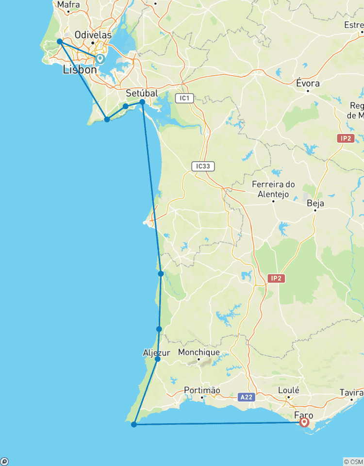 Cycle Portugal - De Lisbonne à l\'Algarve circuit