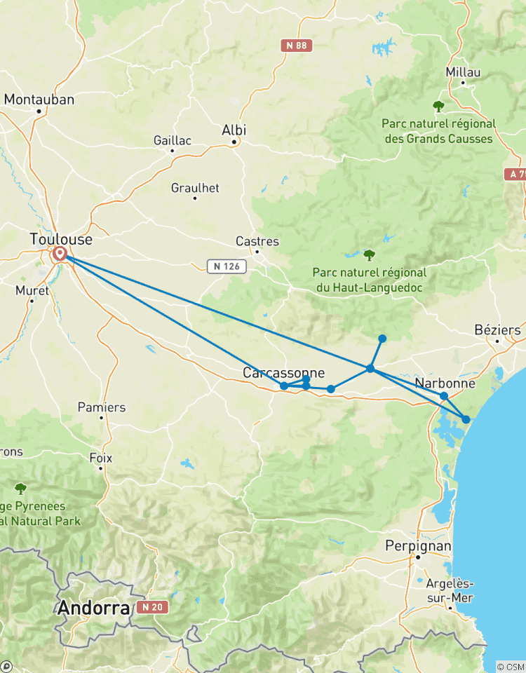 La France à vélo - Canaux et châteaux du Midi circuit
