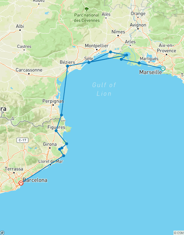 Circuito En bici por Marsella a Barcelona