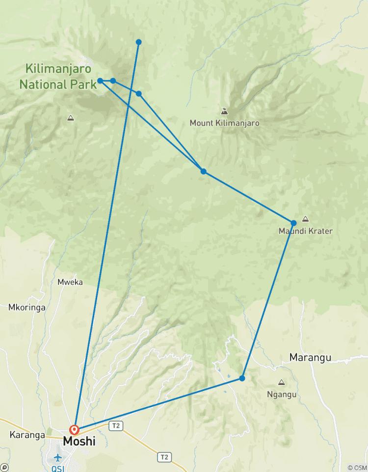 Mount Kilimanjaro climbing via Marangu Route 8 days Tanzania (all accommodation and transport are included) Tour