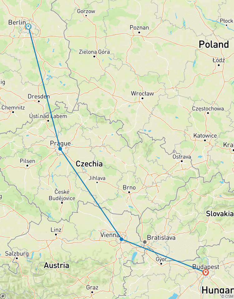 Circuito Excursión en tren en grupo de Berlín a Budapest (18-30 años)