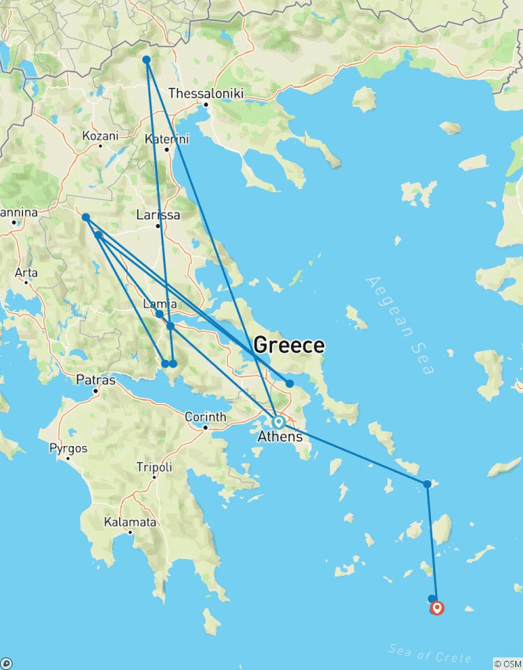 Explorez la Grèce avec Athènes, Delphes, les Météores, Mykonos et Santorin circuit