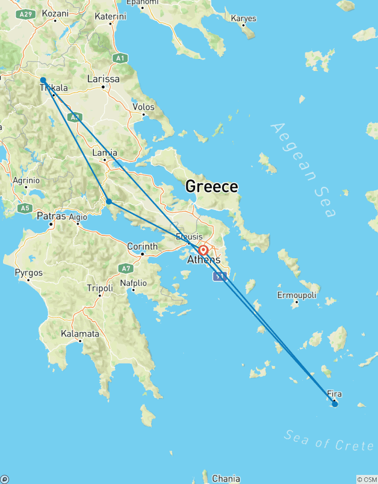Les joyaux grecs : Athènes, Delphes, les Météores et Santorin circuit