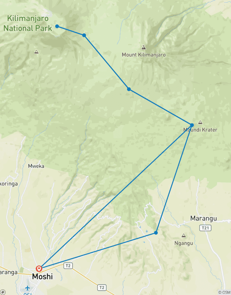 Kilimanjaro Beklimming -Marangu Route 5 dagen 4 Nachten-rondreis