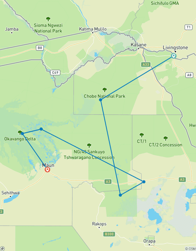 Majesté du Botswana : Victoria Falls, Chobe & Okavango Fly-In Safari - 10 jours circuit