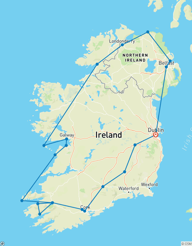 Landwegen van Ierland (Klassiek, Eind Dublin)-rondreis
