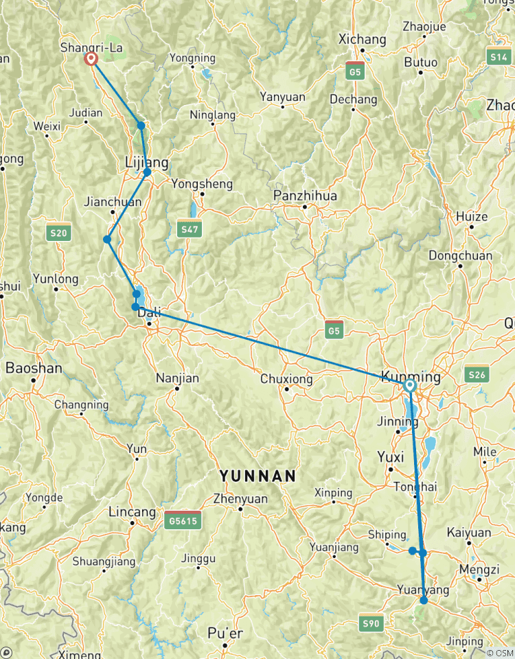 Circuito Lo mejor de Yunnan 14D: Kunming, tierra Roja, Yuanyang, Dali, Lijiang y Shangri - La