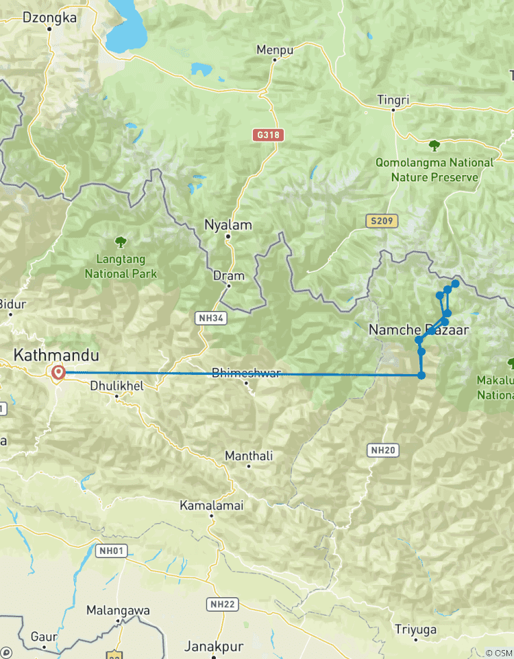 Circuito Excursión al campamento base del Everest 12 días