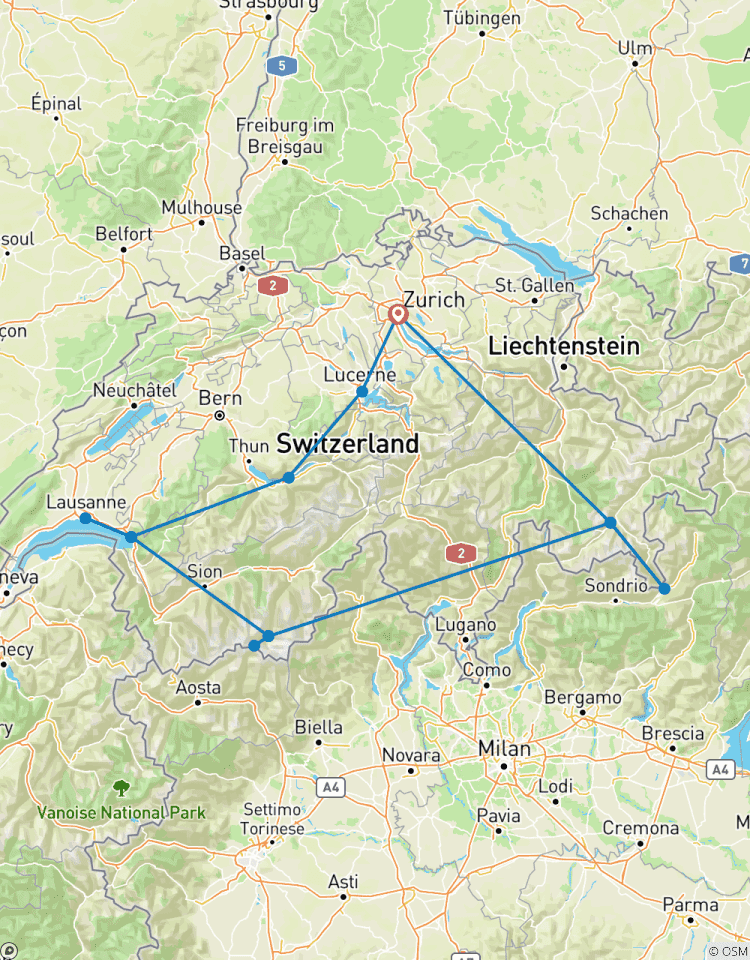 Mit dem Zug durch die Schweiz Rundreise