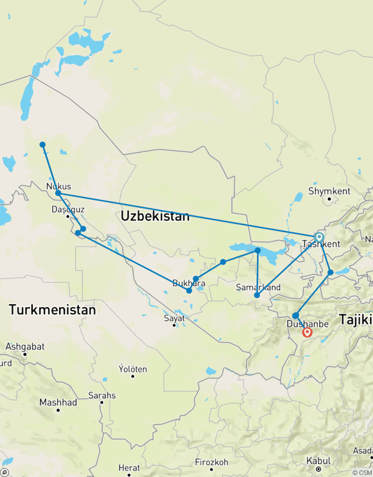 Gemmes d\'Ouzbékistan, du Karakalpakstan et du Tadjikistan circuit