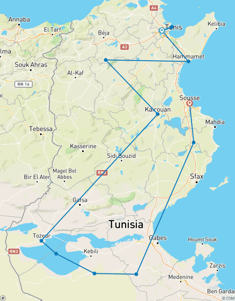 Tour de Tunisie, tour en petit groupe circuit