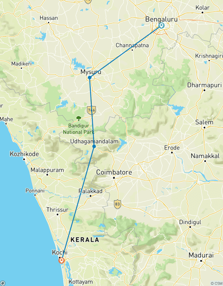 Circuit de 7 jours au cœur de la culture de l\'Inde du Sud - tout compris circuit