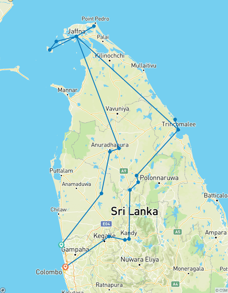 Circuito \" Lo más destacado del norte y el este de Sri Lanka - Circuito de 12 días Comfort\"