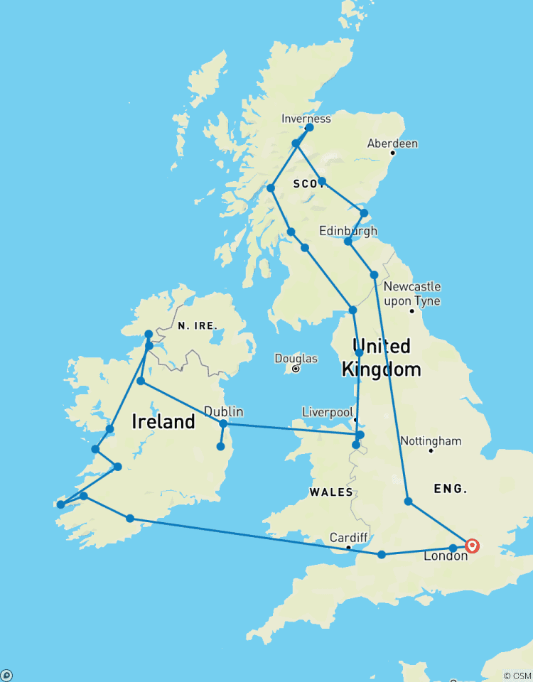 Großbritannien und Irland Explorer 16 Tage (39 Destinationen) Rundreise