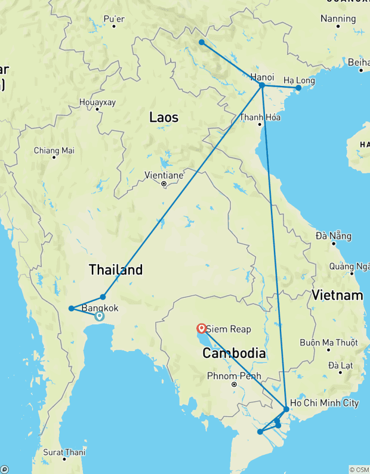 Aperçu de l\'Indochine en 15 jours Thaïlande- Vietnam- Cambodge circuit
