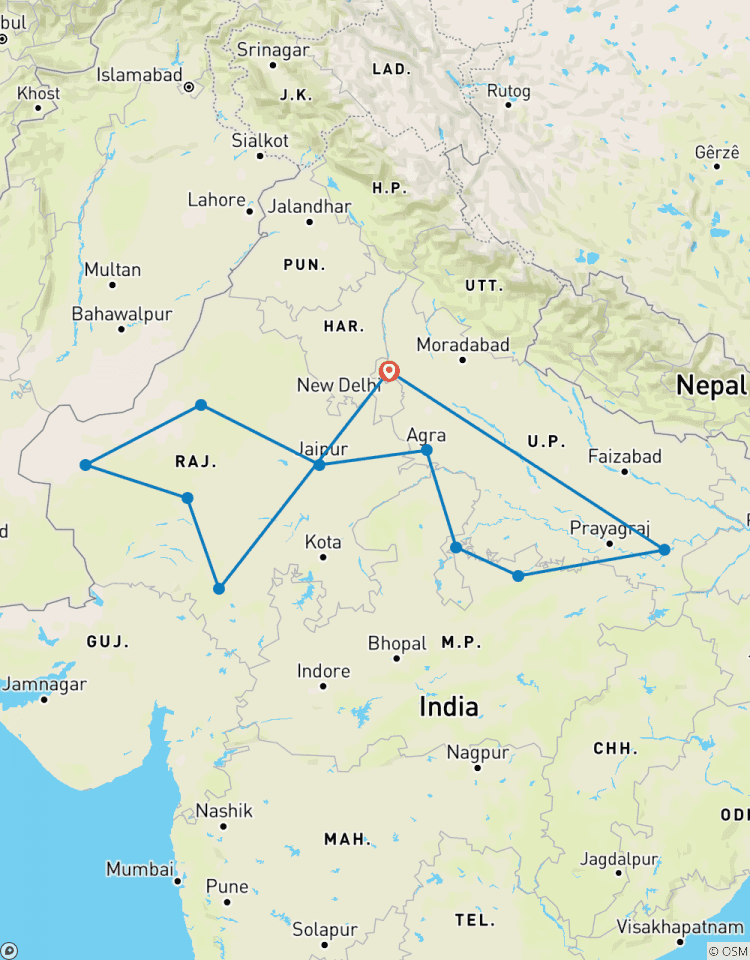 Circuit de 20 jours au patrimoine culturel de l\'Inde du Nord avec la ville sainte au départ de New Delhi circuit