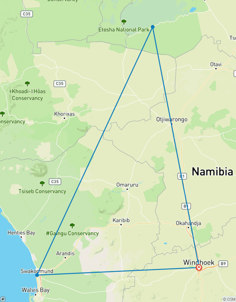4-Day Etosha National Park and Swakopmund (Lodging) Tour