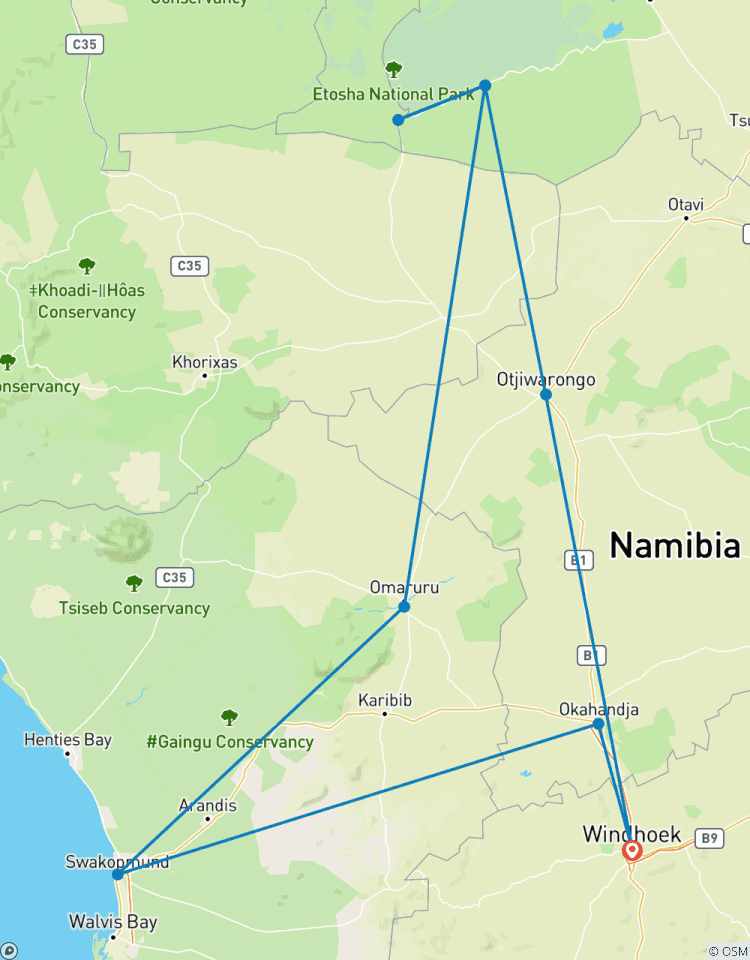 4-Day Etosha National Park and Swakopmund Camping Tour
