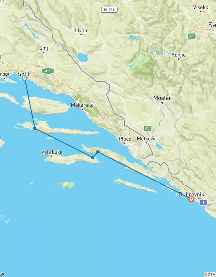 Trek et kayak le long de la côte dalmate - circuit semi- soutenu circuit