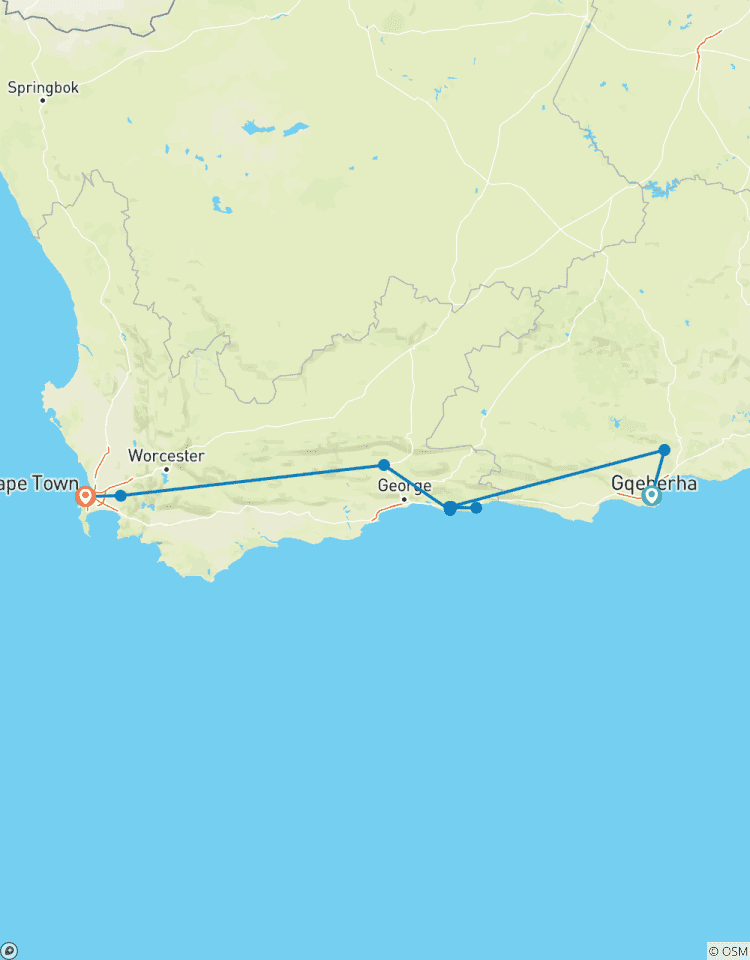 Addo - Tuinroute - Kaapstad Tour met chauffeur: 6 Dagen-rondreis